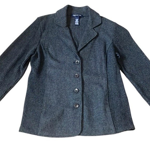 Jones New York Collections Wool blend blazer Gray Womens XL Knit sleeves Neutral - Picture 6 of 9
